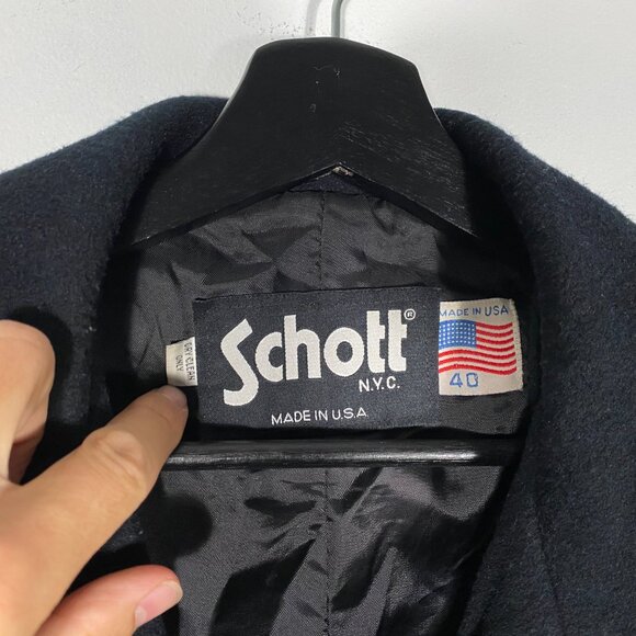 RARE Vintage Schott 776 Wool Long Peacoat Black size 40 / Medium - Picture 4 of 5
